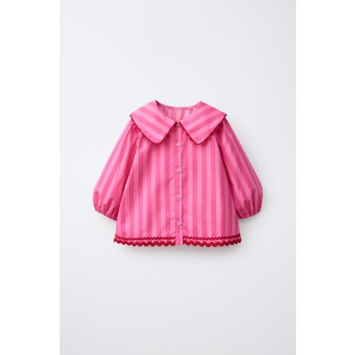 STRIPED AND RICKRACK SHIRT - Fuchsia | ZARA United States