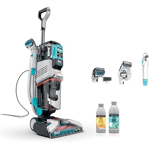Shark CarpetXpert | Upright Carpet, Area Rug & Upholstery Cleaner | Carpet Shampooer with StainStriker Handheld Tough Stain Eliminator | Removes Tough Stains & Odors | 3 Cleaning Tools | White | EX201