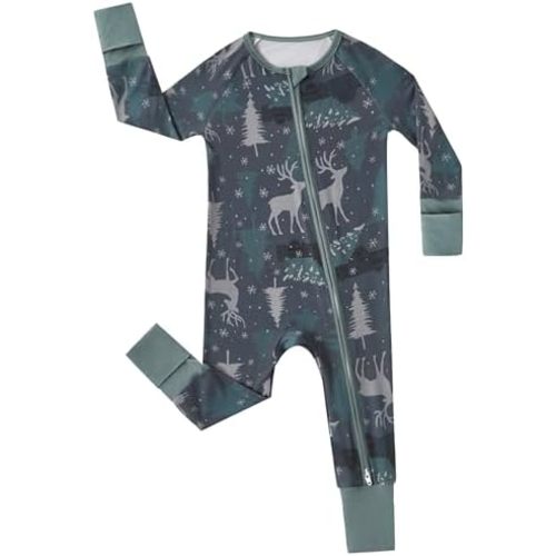 MOSSRIVER Bamboo Viscose Baby Footies with Mitten Cute Prints Long Sleeve Romper Jumpsuit Toddler One-Piece Outfits