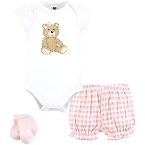 Hudson Baby Unisex Baby Bodysuit, Short and Sock, 3-Piece Set