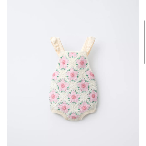 CROCHETED FLOWER ROMPER - Ecru | ZARA United States