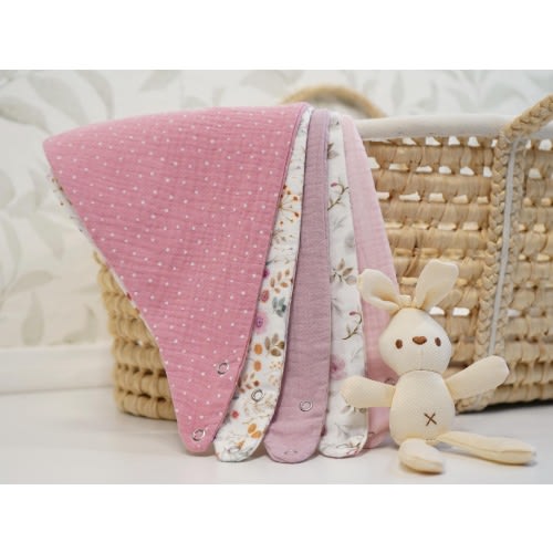 100% Cotton Muslin Baby Bibs with Waterproof Layer, Soft Drool Bib for Newborn, Leakproof Feeding Bib, Baby Shower Gift for Girl