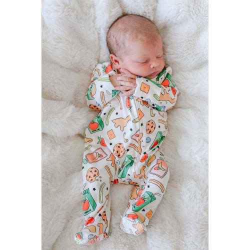 Bamboo Zipper Footie in Snack Attack | Caden Lane