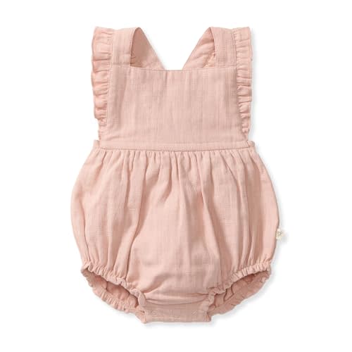 Burt's Bees Baby Girls Bubble Romper, 100% Organic Cotton One-piece Shortall and Layette Girl Outfit