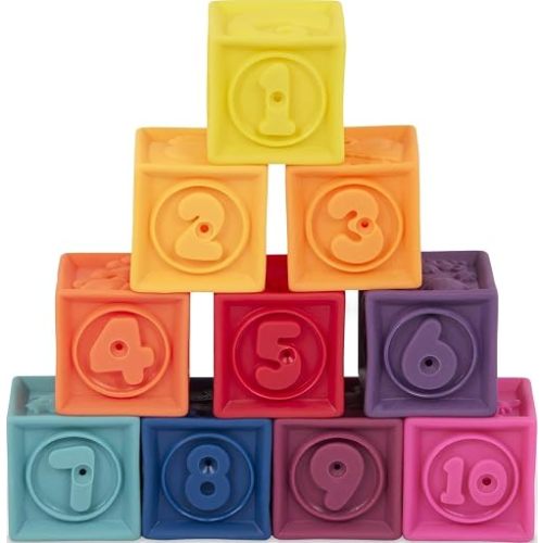 B. toys, One Two Squeeze Soft Building Blocks, 10 Pack, Blocks - 1, Baby