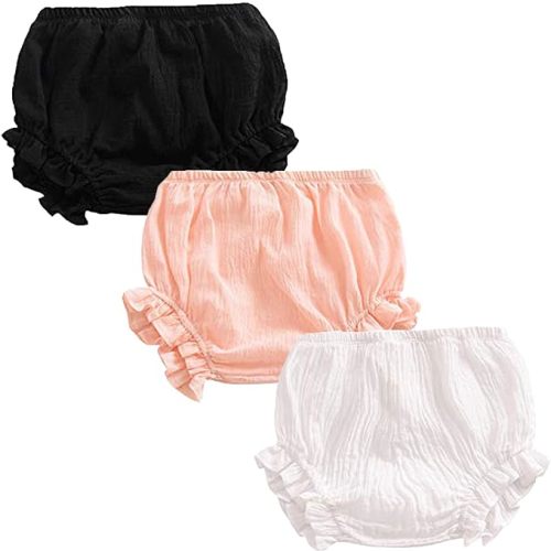 3PC Shorts Set Newborn Baby Girls Boys Pants Cotton Linen Blend Cute Floral Bloomers Triangle Shorts