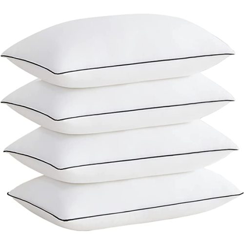Acanva Cooling Bed Pillows for Sleeping, Luxury Hotel Quality 3D Microfiber Filling with Breathable Cover for Side Back and Stomach Sleepers, Reduces Neck Pain,King (Pack of 4), Black