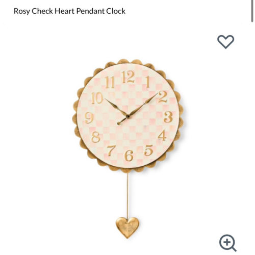 MacKenzie-Childs | Rosy Check Heart Pendant Clock