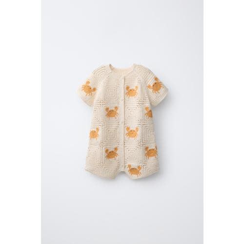 CRAB PRINT KNIT SHORT JUMPSUIT - Ecru | ZARA United States