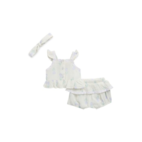 Cotton Gauze Top, Shorts & Headband Set