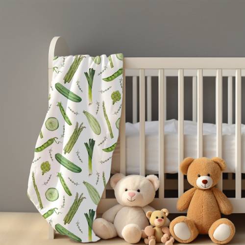 Summer Vegetable Print Fleece Baby Blanket Veggie Blanket for Baby Boy Swaddle Veggie Nursery Blanket for Baby Girl Swaddle Veggie Print Art