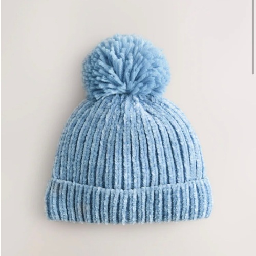 Buy Blue Chenille Knitted Pom Baby Hat from Next USA