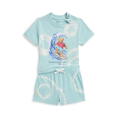 Polo Bear Surf Tie Dye Graphic T-Shirt & Shorts Set