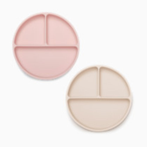 AEIOU Suction Divided Plate - Petal + Oat Milk