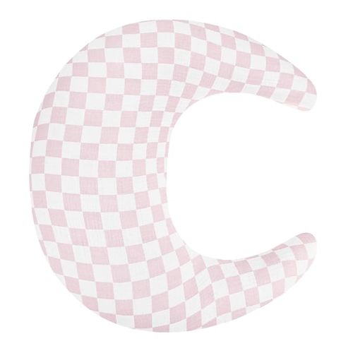 SWESEN Muslin Nursing Pillow Cover, Soft Removable Cover for Breastfeeding Pillows, Pillow Slipcover for Baby Boys and Girls, Comfortable & Breathable, Pink Plaid, Washable (Only Cover)
