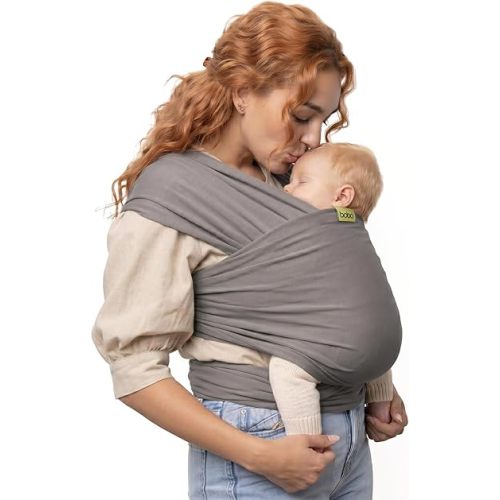 Boba Baby Wrap Carrier – Original Baby Sling Carrier for Newborns (7–35 lbs), Soft, Secure, Hands-Free & Ergonomic, Ideal for Comfortable Bonding, New Parents (Grey)