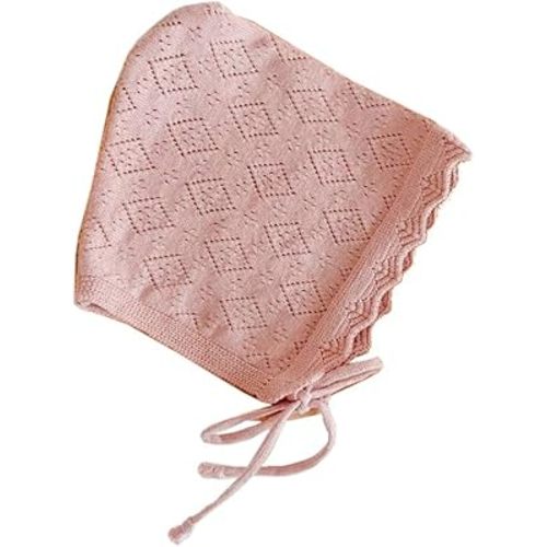 Baby Girls Hats Cotton Solid Color Baby Hats & Caps for 0-24 Months Newborn Baby Knitted Hat with Ruffle Flower Pink, Pink, 20*20*1cm