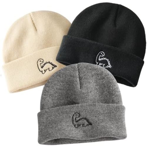 FURTALK Toddler Beanie Cute Dinosaur Pattern Winter Hat Knit Boys Girls Warm Baby Embroidered Beanies Cap for 0-3 Years