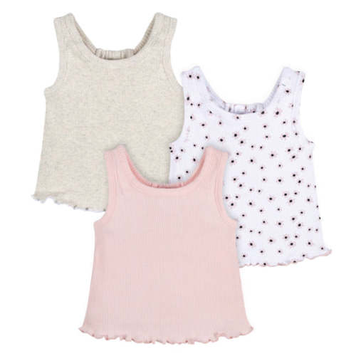 3-Pack Baby Girls Sweet Florals Racer Back Tank Tops, 0-3M