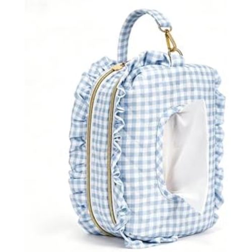 Double-Layer Quilted Wipes Holder, Small Portable Hanging Diaper Pouch with Dispenser for Stroller, Home, Travel