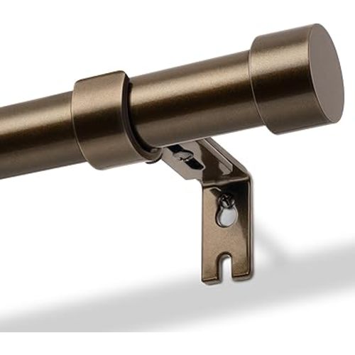 Zeerobee Curtain Rods for Windows 32 to 72, Bronze Curtain Rod, Adjustable 1 Inch Heavy Duty Outdoor/Indoor Modern Drapery Pole, 32"-72"