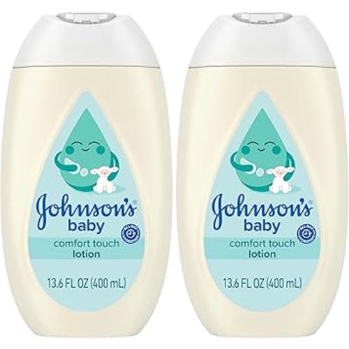 Johnson's CottonTouch Newborn Baby Face and Body Lotion, Hypoallergenic Moisturization for Baby's Skin, Made with Real Cotton, Paraben-Free, Dye-Free, 13.6 fl. oz (Pack of 2)