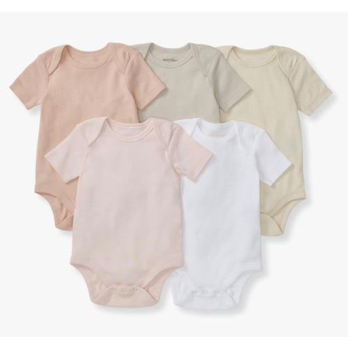 Burt's Bees Baby Bodysuits, Short Sleeve and Long Sleeve One-Pieces, 100% Organic Cotton, Pack of 5