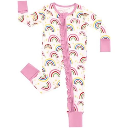 Baby Girl Romper Long Sleeve Jumpsuit Infant Zipper Outfit Toddler One Piece Clothes, Viscose Made from Bamboo
