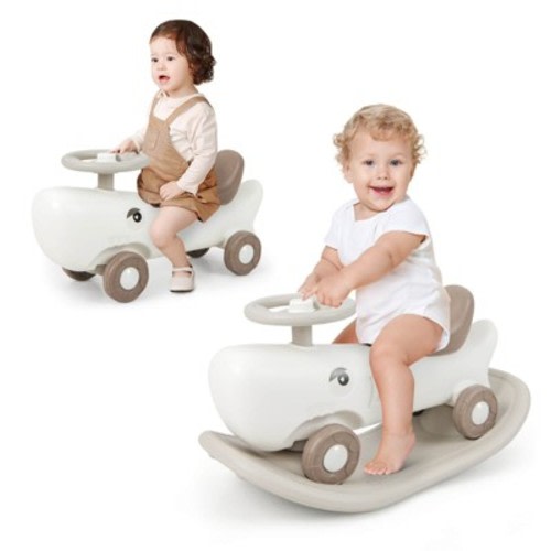 Infans Convertible Rocking Horse & Sliding Car w/ Detachable Balance Board White