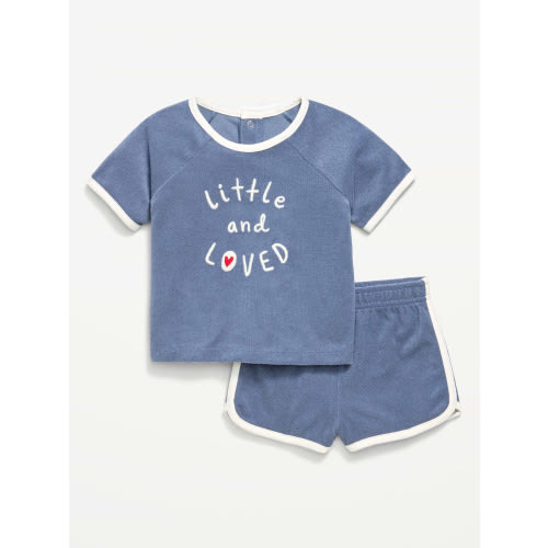 Short-Sleeve Terry Graphic Top and Shorts Set for Baby