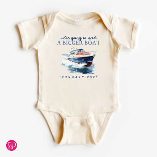 Need a Bigger Boat Onesies® Brand, Nautical Theme Pregnancy Reveal, Boat Themed Baby Announcement (NEED a BIGGER BOAT)