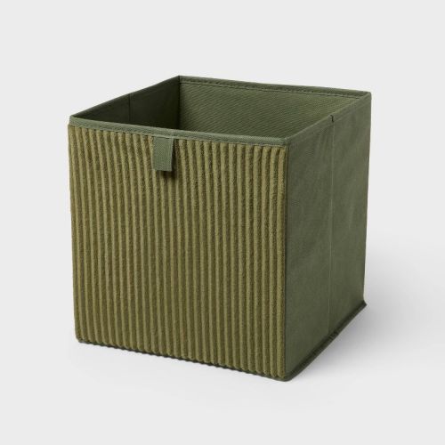 11''x10.5'' Fabric Decorative Storage Bin Corduroy Green - Brightroom™