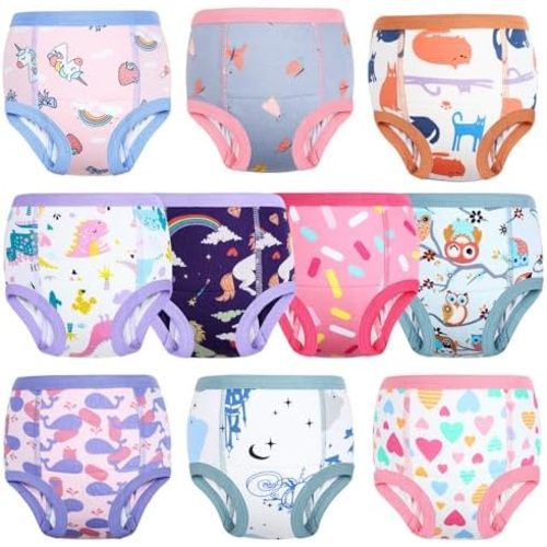 MooMoo Baby Potty Training Underwear 10 Packs Absorbent Toddler Training Pants for Boys and Girls Cotton Pee Pants 2T-9T