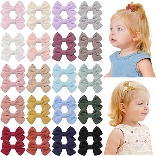 jollybows 40pcs 2" Hair Clips for Girls - Mini Fully Lined Bows, Tiny Barrettes for Infants, Toddlers, Kids, Teens