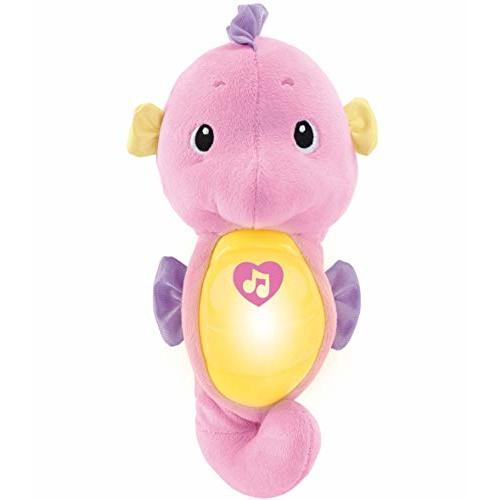 Fisher-Price Soothe & Glow Seahorse, Pink, Plush Toy with Music, Ocean Sounds and Lights for Baby