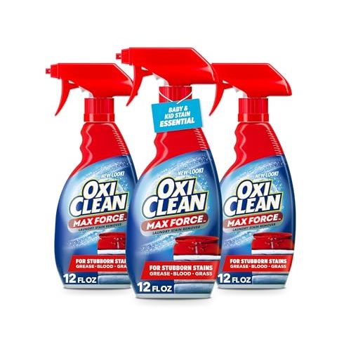 OxiClean Max Force Laundry Stain Remover Spray, Newborn & Baby Essentials, Stain Treater, 12 fl oz, 3-Pack