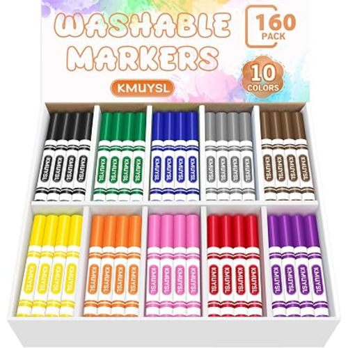 KMUYSL Washable Markers Bulk, 10 Assorted Colors, 160 Count