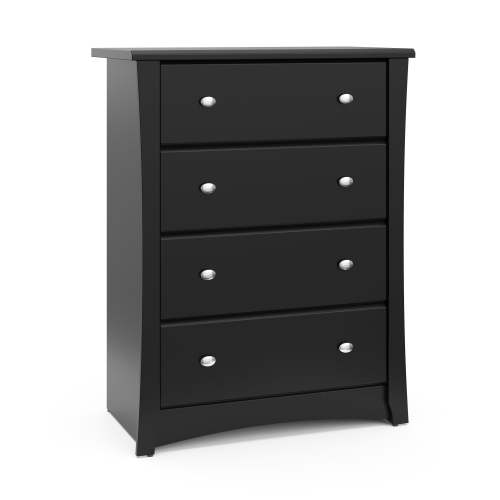 Storkcraft Crescent 4 Drawer Childrens Nursery Dresser, Black