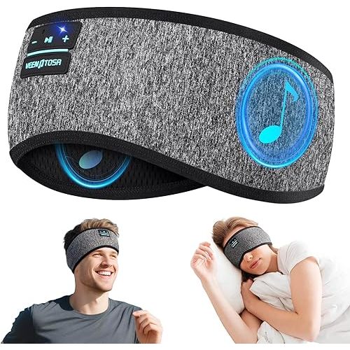 Sleep Headphones Bluetooth 6.0 Headband, 20H Playtime Headband Headphones with Ultra-Thin HD Speakers, Sports Wireless Earphones for Sleeping Workout Yoga Travel Meditation, Gifts for Women Men,Grey