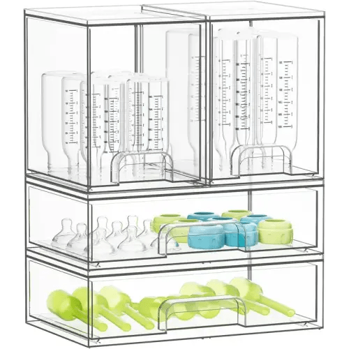 SpaceAid Acrylic Baby Bottle Storage Organizer – Stackable Clear - TikTok Shop