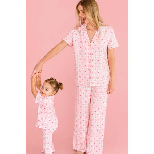 Women's Two-Piece Bamboo Flare Lounge Set in Primrose Plaid | Caden Lane