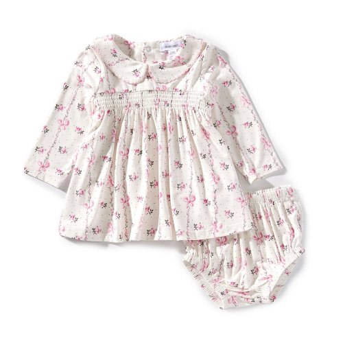Angel Dear Baby Girls Bamboo Long-Sleeve Dainty Buds Dress