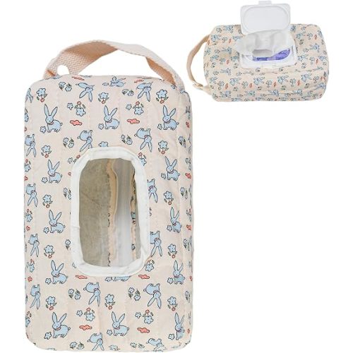 Portable Quilted Baby Wipe Holder, Floral Wipes Pouch for Stroller, Diaper Bag and Travel