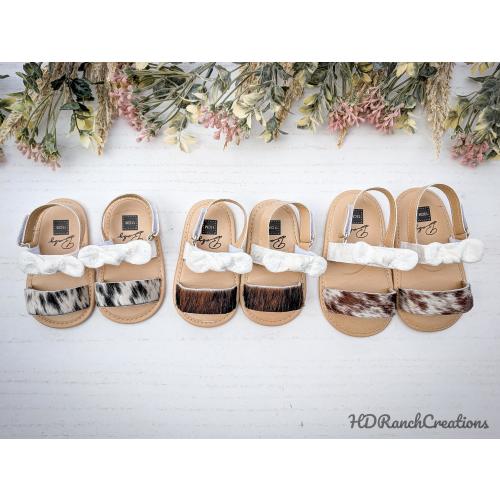 Cowhide Baby Sandals - Cowgirl Baby Shower