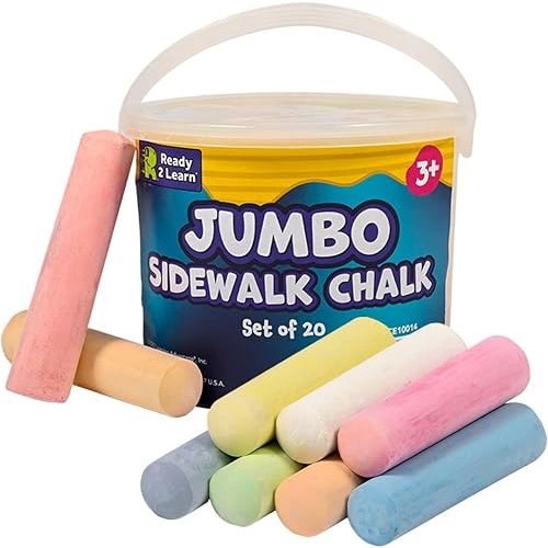 READY 2 LEARN Jumbo Sidewalk Chalk, Set of 20, 9 Colors