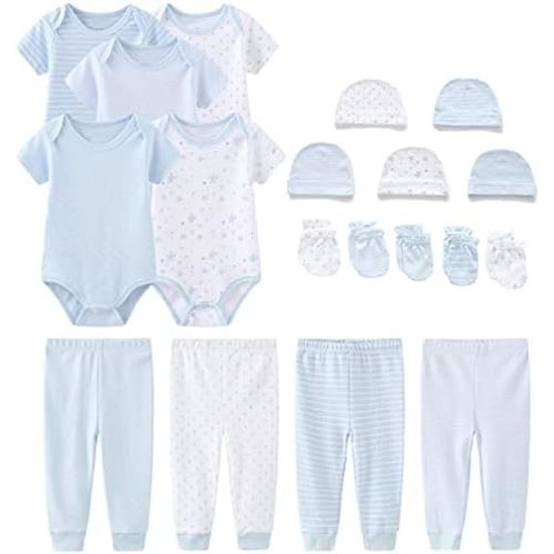 Chamie Newborn Short Sleeve Baby Bodysuit Baby Clothes set 19-Pack for Boys and Girls