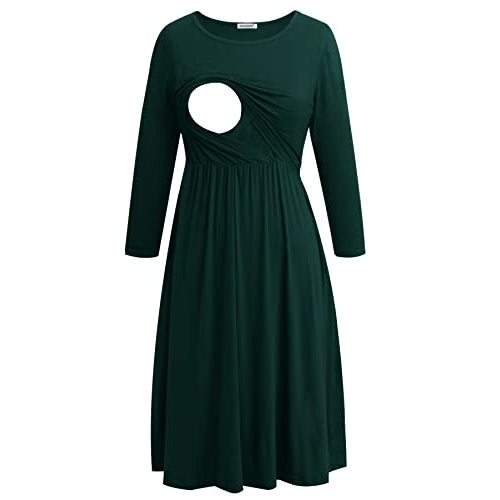 Smallshow Women's Maternity Nursing Dress 3/4 Sleeve Dress for Breastfeeding