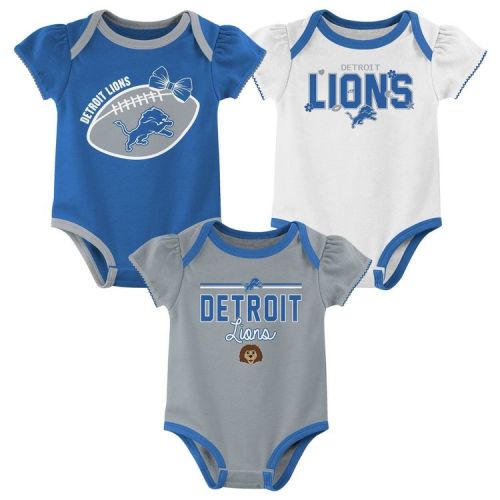 NFL Detroit Lions Girls' White 3pk Bodysuit - 18M