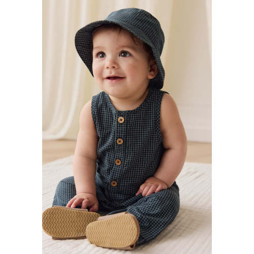 Organic Cotton Milo Jumpsuit - Forest Grid – Jamie Kay USA