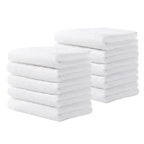 Yoofoss Luxury Washcloths Towel Set 10 Pack Baby Wash Cloth for Bathroom-Hotel-Spa-Kitchen Multi-Purpose Fingertip Towels & Face Cloths - White